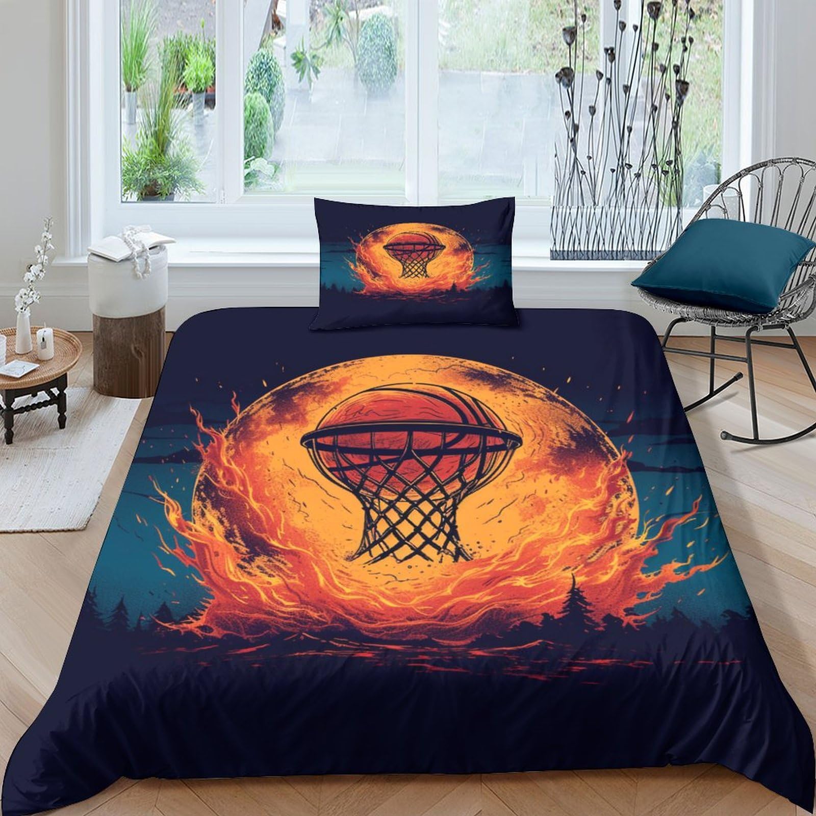 Parure de lit basketball 3 pièces au design 3D de qualité supérieure