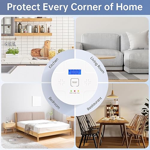 Miniatura 6 de Detectores de humo y Co 2 en 1, detector de humo y monóxido de carbono a pilas, alarma de sonido, para el hogar, depósito, oficina