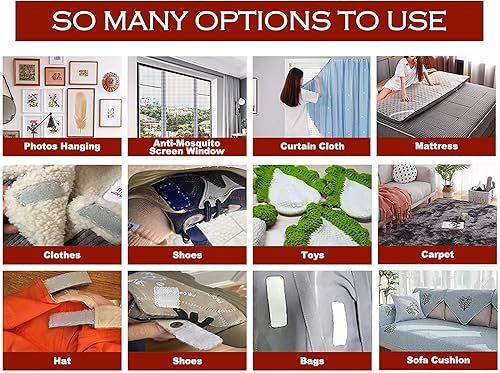 Miniatura 4 de Tiras de gancho y bucle resistentes con respaldo adhesivo 50 juegos de 1 x 4 pulgadas. Cinta de montaje de doble cara con pegamento adhesivo blanco