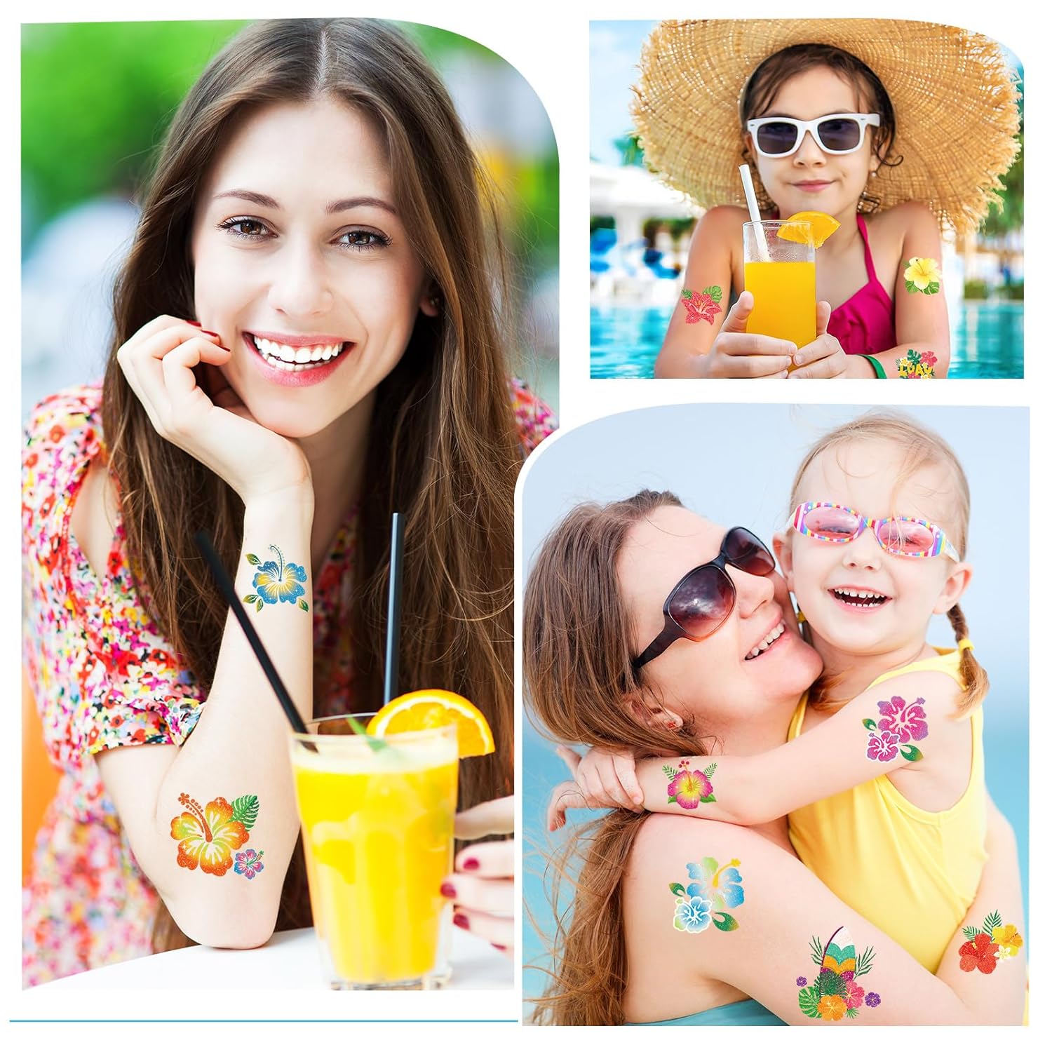 HOWAF 72PCS Hibiscus Glitter Tattoos Hawaii Flower Zambia Ubuy