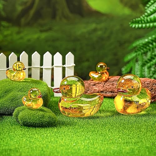 Miniatura 7 de H&D HYALINE & DORA Figuras de pato de cristal amarillo, mini patos de cristal, juegos de figuras coleccionables de animales de cristal para oficina,