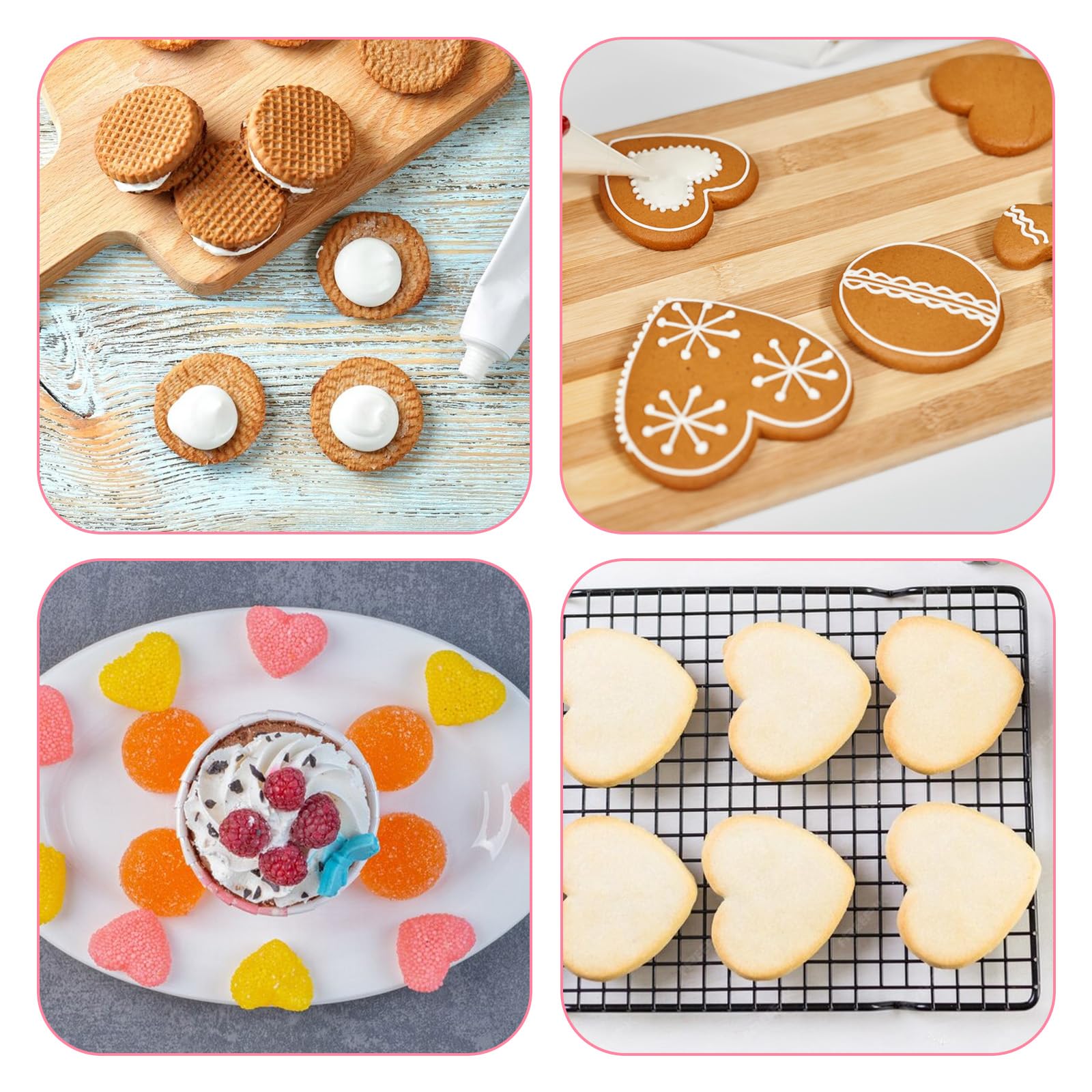 Paquete De 12 Cortadores De Galletas De Acero Inoxidable, Forma De Estrella, Redondos, Corazón, Flores Para Hornear Y Cortar Frutas Y Verduras