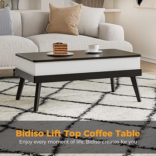 Miniatura 7 de Mesa de centro elevable, mesa de centro de instalación de diez minutos con compartimentos de almacenamiento ocultos, mesa de comedor para sala de