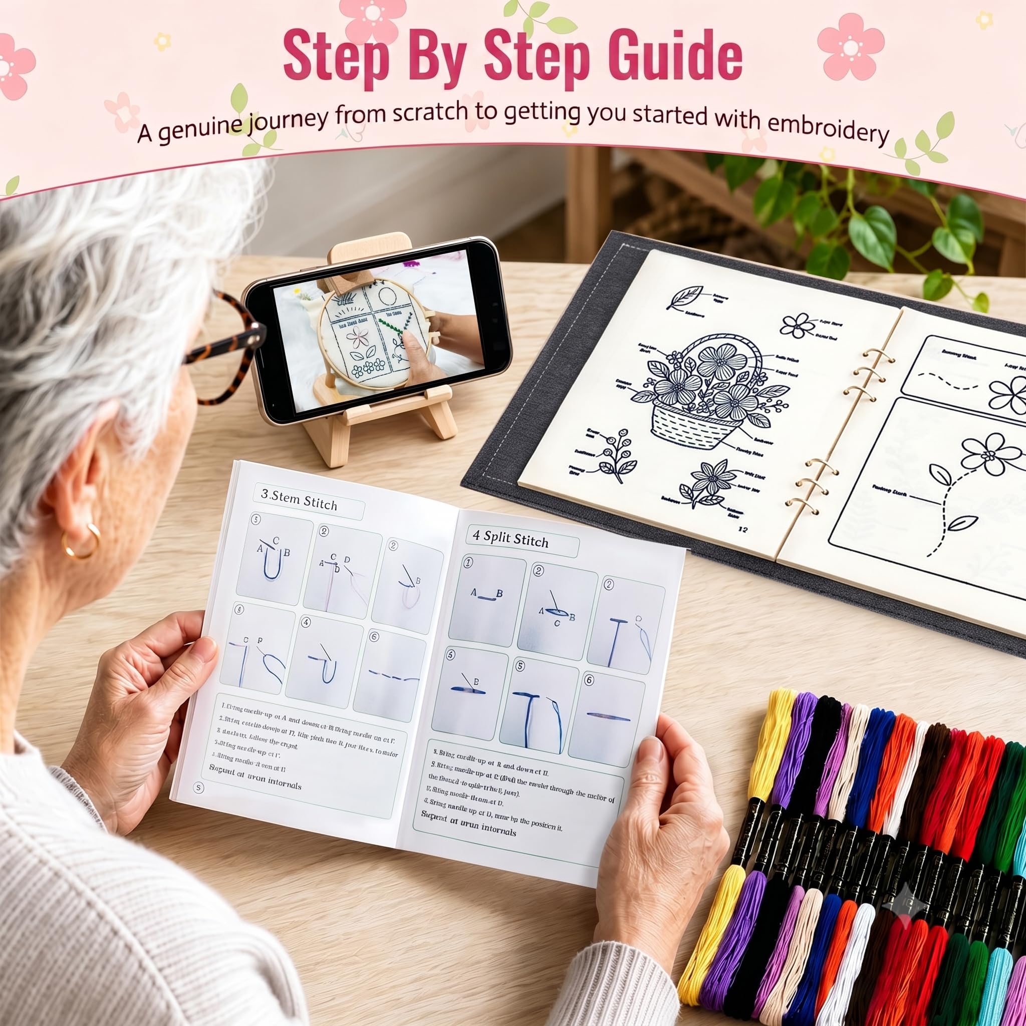 Beginner Embroidery Kit - Learn to Stitch! -4