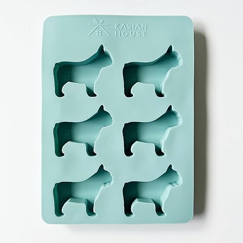 Miniatura 7 de Bandeja grande para cubitos de hielo y molde de golosinas de bulldog francés, 6 moldes en forma de francés, sin BPA y resistente al calor, molde de