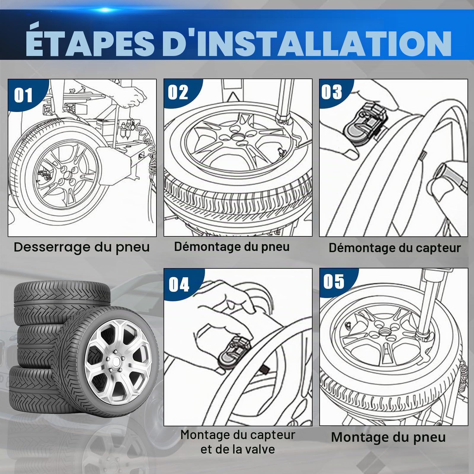 Lot de 4 capteurs de pression des pneus F90, 36106887147, compatibles avec BMW Série 1 3 Série 5 F40 G20 G21 G28 G30 G31 G38 36106872774 36106876957 361068728728 03/68. 76957 BMW 8 G14 G15 F91 M8 F92