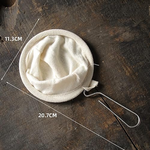 Miniatura 3 de LZbeove Bolsa de filtro de café reutilizable, tela de franela, filtro de té para café, con mango de acero inoxidable, cafetera de goteo, filtro de
