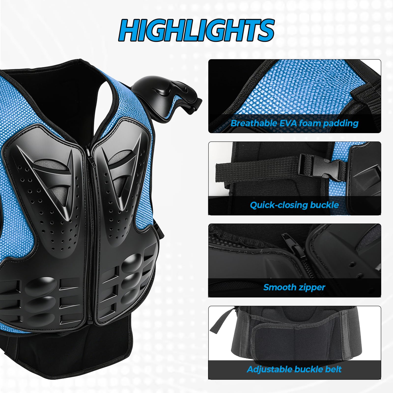 Traje de armadura corporal de motocicleta para niños, chaqueta protectora de motocicleta de 5 piezas con rodilleras, coderas, protector de pecho para ciclismo, motocross, patineta, actividades al aire