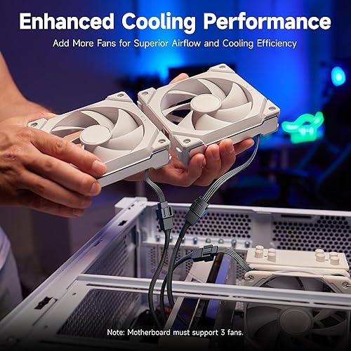 Miniatura 3 de Cable Matters Paquete de 2 cables divisor de ventilador PWM de 3 vías y 4 pines, 12 pulgadas, 1 controlador PWM con 2 seguidores, divisor de