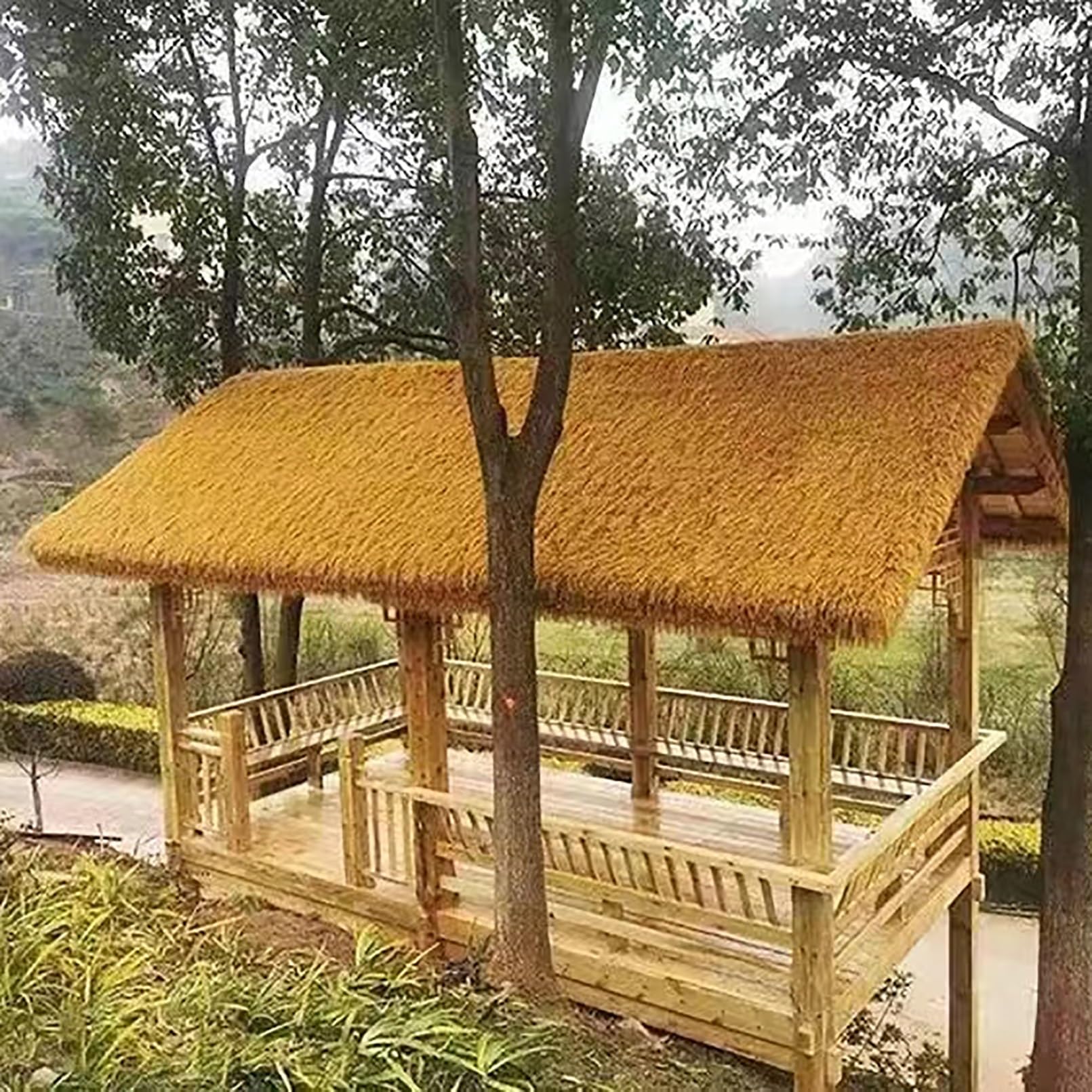 Tuile De Chaume Artificielle Rouleau De Toit De Palmier Artificiel Ignifuge Panneaux De Chaume Plastique PE Tuiles De Toiture En Chaume De Palmier Synthétique Pour Bar Parasol Abri Jardin Gazebos ( Si