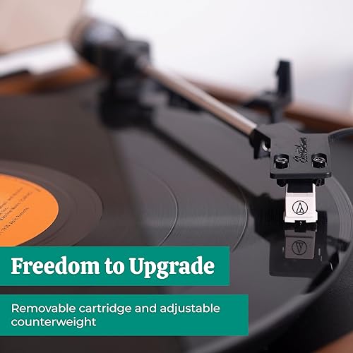 Miniatura 3 de Electrohome Montrose - Reproductor de discos de vinilo inalámbrico actualizable con Berkeley, altavoces Bluetooth alimentados, tweeter de 1 pulgada