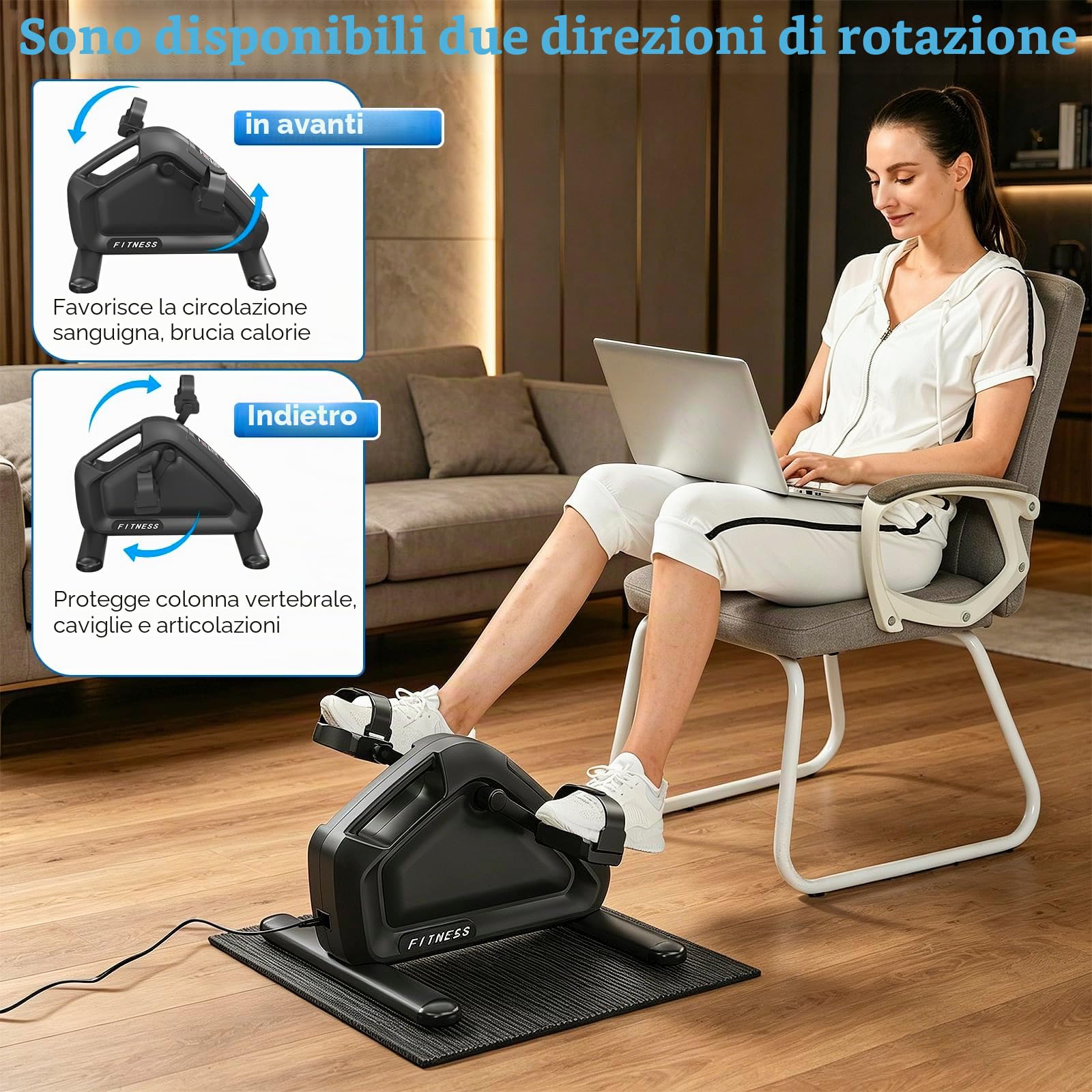 Pedaliera Riabilitazione Elettrico Per Anziani, 10 Livelli Velocità Cyclette Da Ufficio Per Braccia E Gambe, Telecomando Con Motore Silenzioso, Per Anziani E Lavoratori