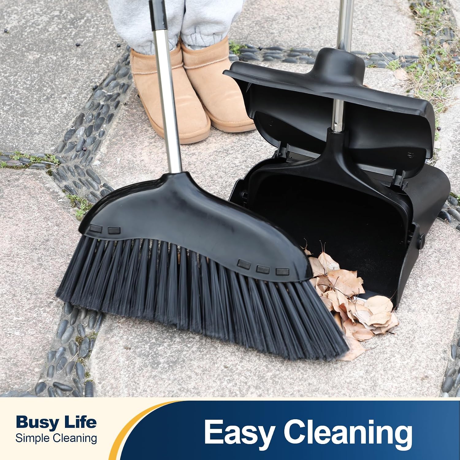 Yocada Heavy Duty Broom Outdoor&Indoor Broom 56.9Inch Black