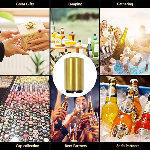 Miniatura 7 de Daily Treasures Abrebotellas automático de cerveza, abrebotellas magnético con caja de madera, abridor de botellas de empuje, destapador de soda sin