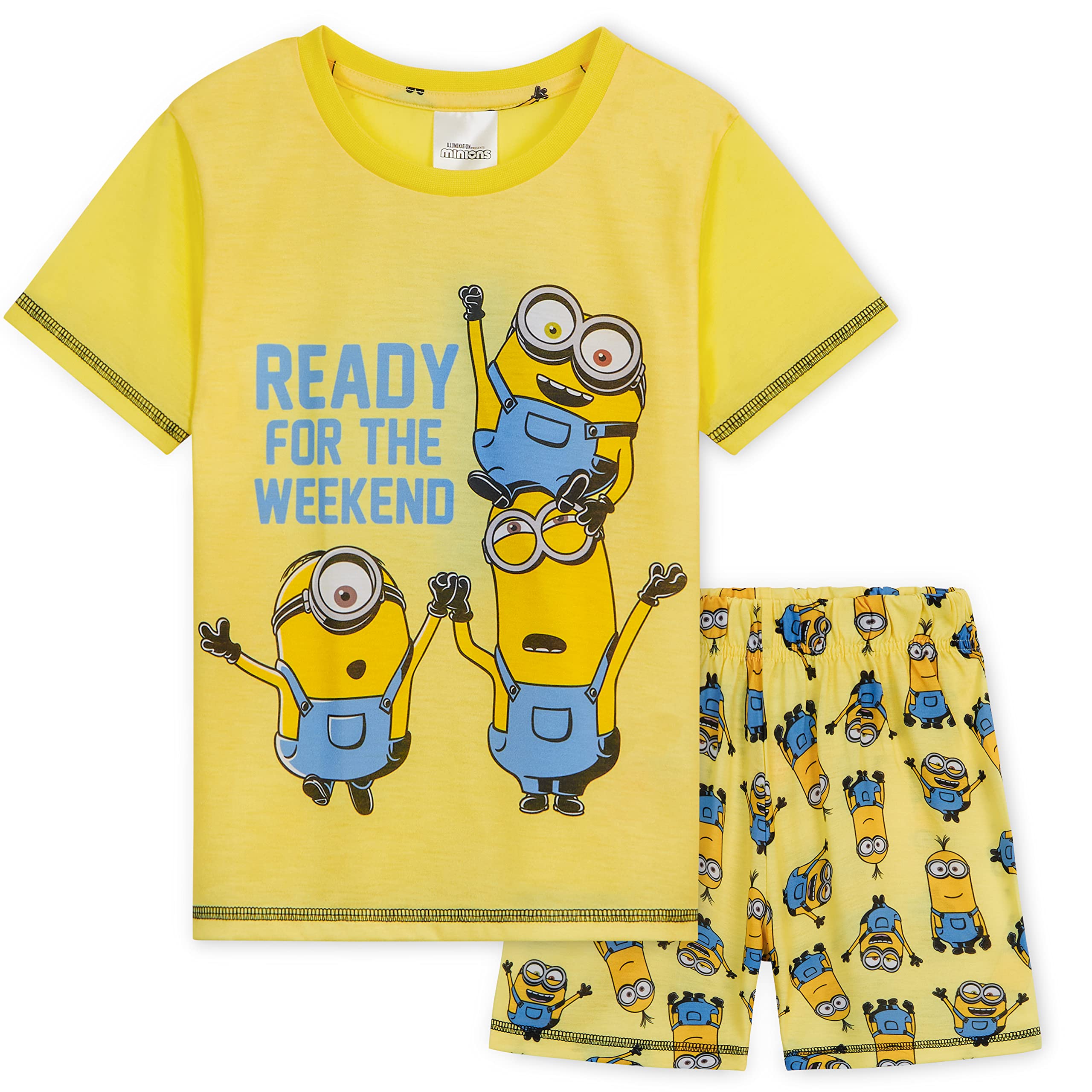 Minions Transpirable Pijama Niño Corto, Set de 2 Piezas - Regalo para Niños