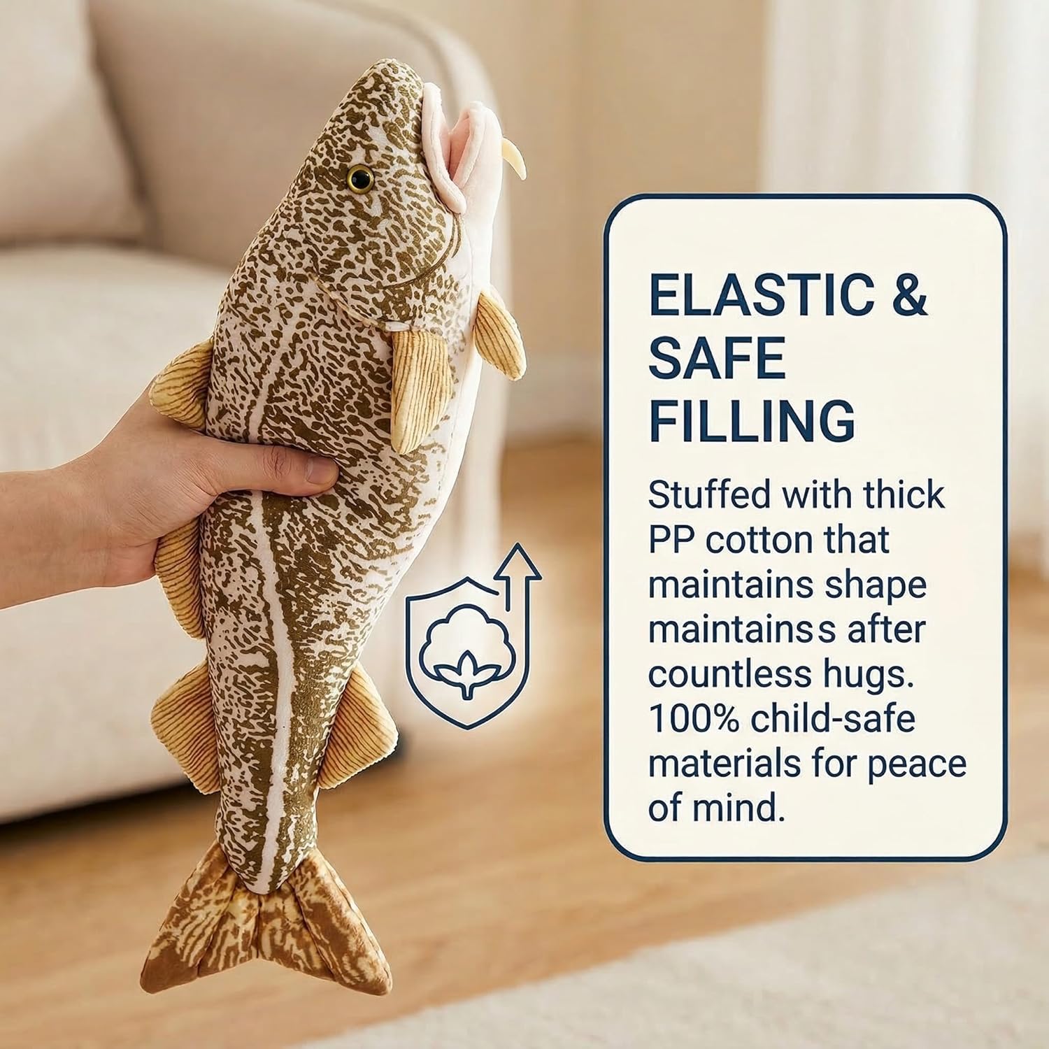 Simulation Codfish Cod Stuffed Plush Toy - 17inch Lifelike Depth Ocean Animals Pacific Cod Fish Plushie Toys Figur, Super Soft Plush Dolls For Kids Stuffed Model Educational Toys, Gifts For Kids