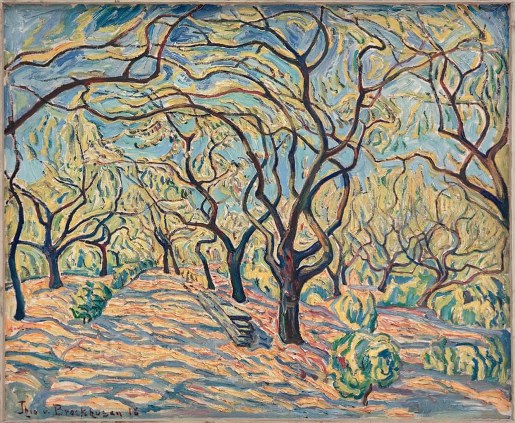 Artxlxxbn No Frame Famous Prints Artwork Pictures Poster Painting Art Blossoming Trees In Baumgartenbrück By Theo Von Brockhusen Artwork Landscape Pictures For Home Decor 60X90cm