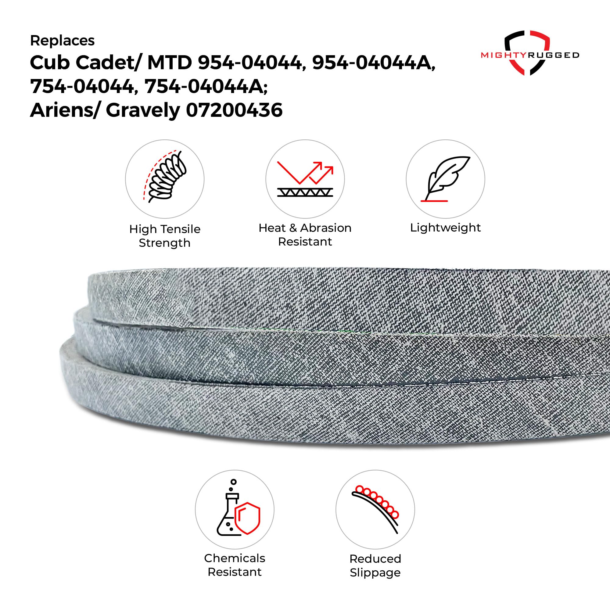754-04044, 954-04044A - Correa de repuesto de 50 pulgadas para Cub Cadet, longitud de la correa de 340 cm, resistente, duradero, correa de aramida, compatible con Massey Ferguson, MTD, Ariens, Gravely