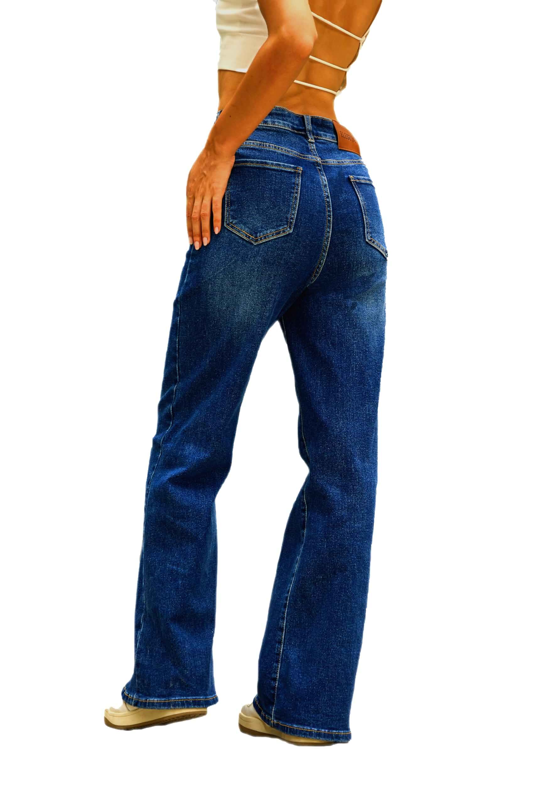 ELEBFISF High Waisted Jeans for Women - Tummy Control Stretchy Straight Leg Denim Pants Trouser Trendy