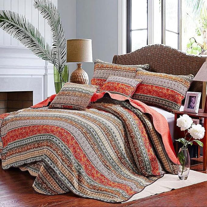 Qucover Quilted Bedspreads Super King Size Bedspread Bohemian Coverlets