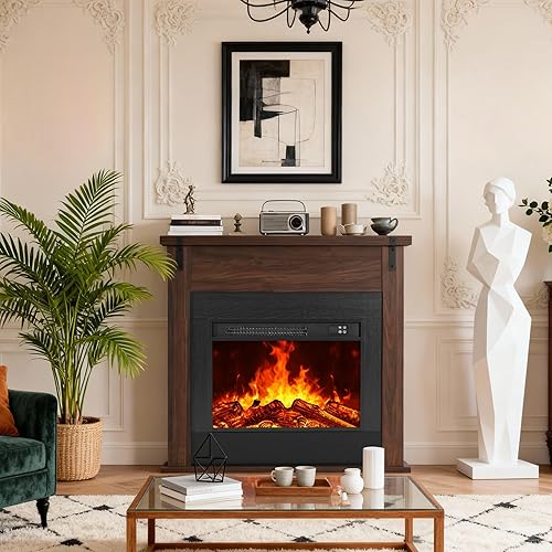 Miniatura 8 de Chimenea eléctrica independiente de 36" H con chimenea, nogal