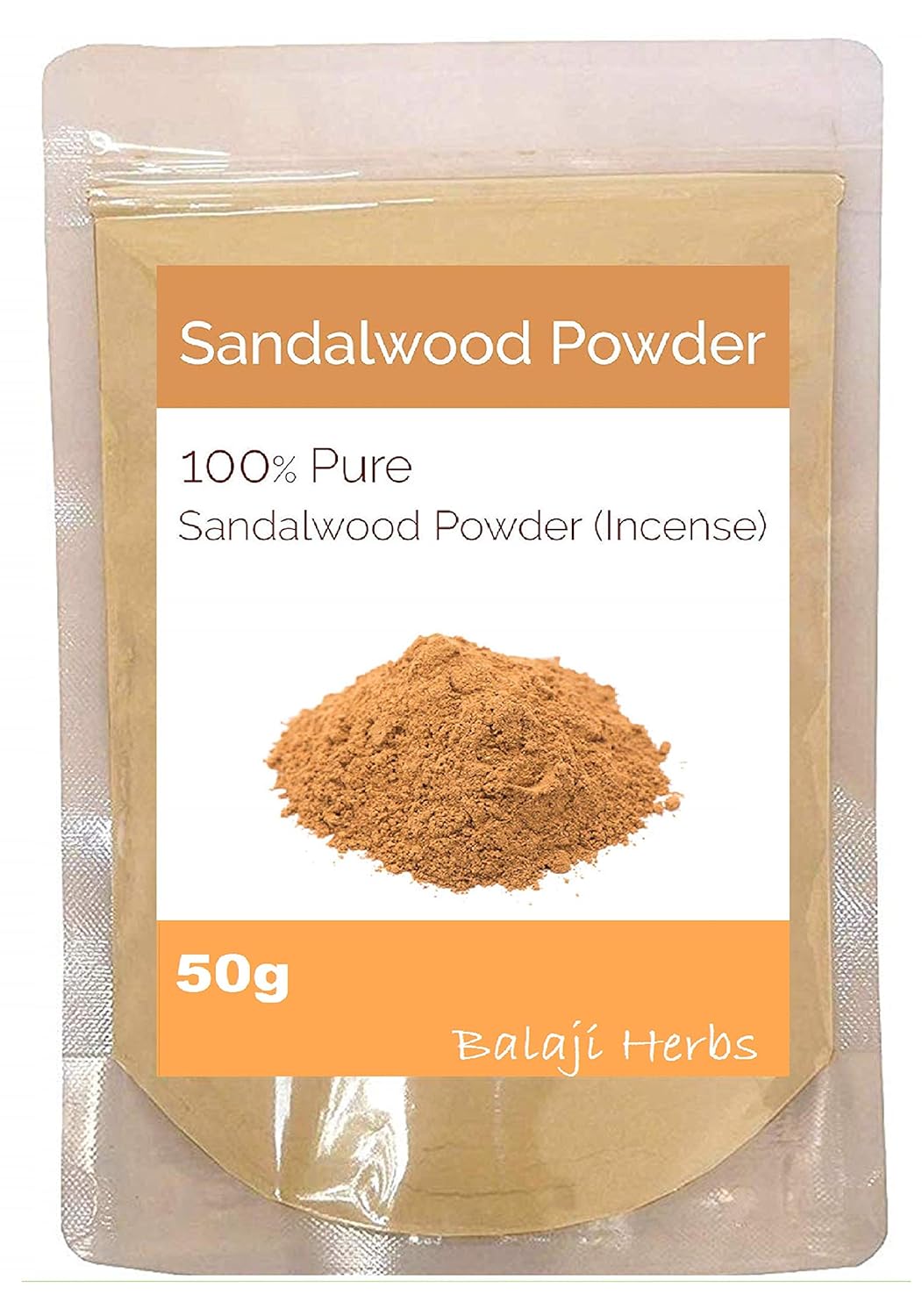 BALAJI HERBS Sandalwood Powder (Incense) for Face Masks, Facials and