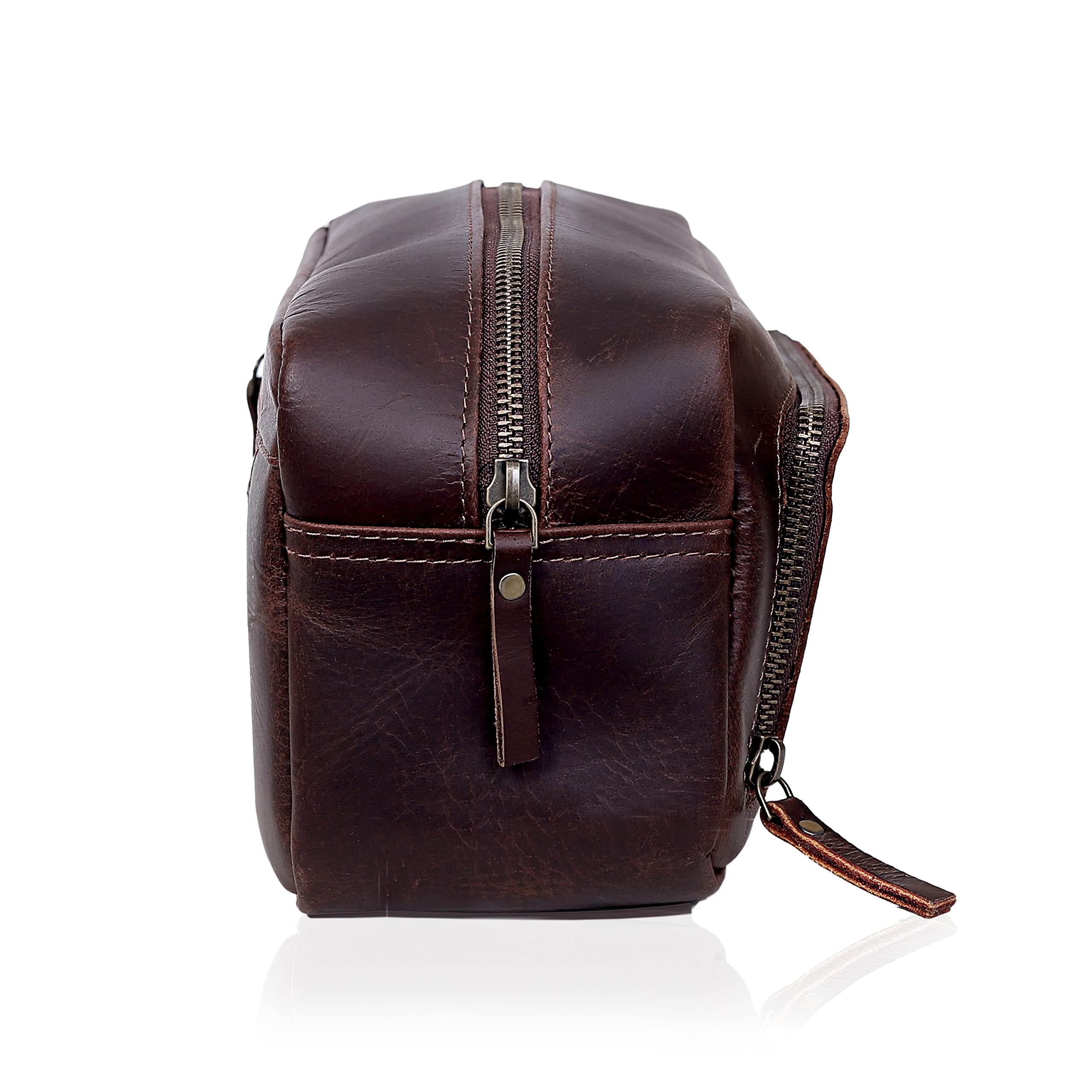 Aaron Leather Toiletry Bag for Men, Travel Dopp Kit