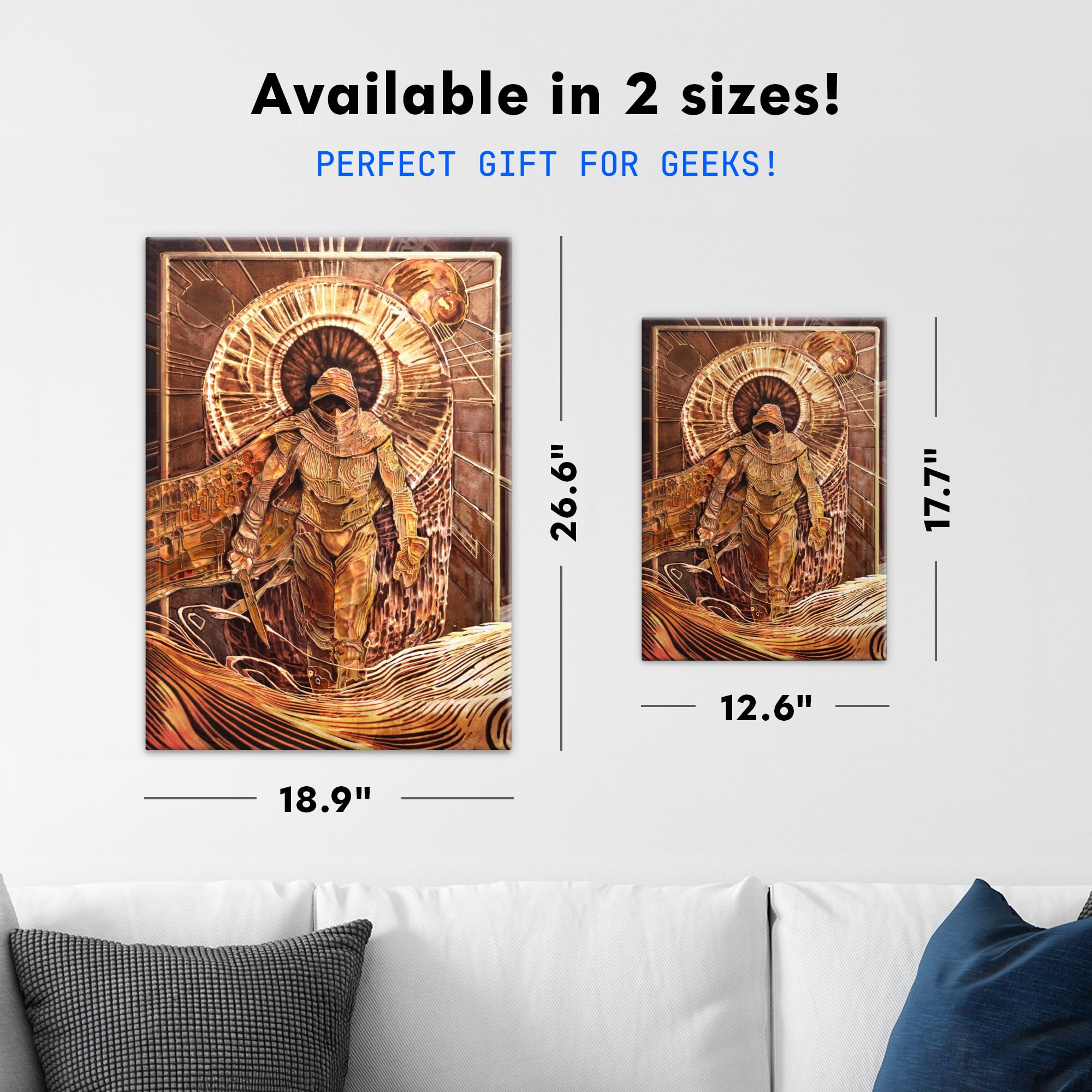 Displate Metallposter Dune Paul Atreides: Golden Dune Messiah Wanddeko Poster für Schlafzimmer Magnetische Befestigung 32 x 45 cm