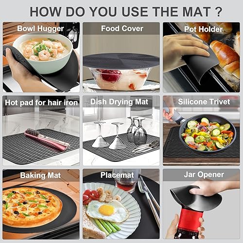 Miniatura 2 de KooMall 2 alfombrillas multiuso mejoradas, salvamanteles, soportes para ollas, tapete de secado, para hornear, colocar la alfombra, reposa