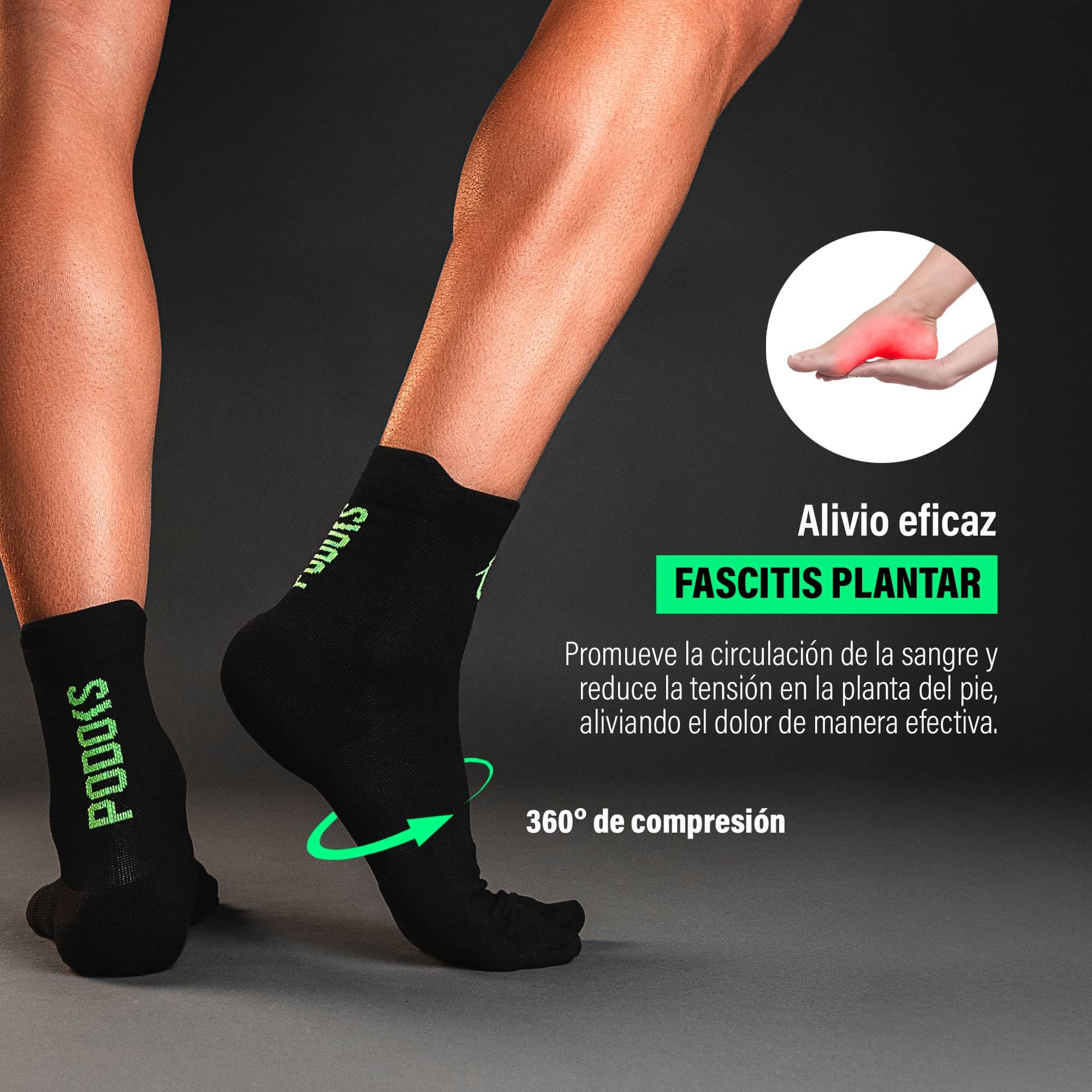 Calcetines Running PRO Hombre Mujer Compresión Deportiva Almohadillado Alivia Fascitis Plantar Padel Crossfit