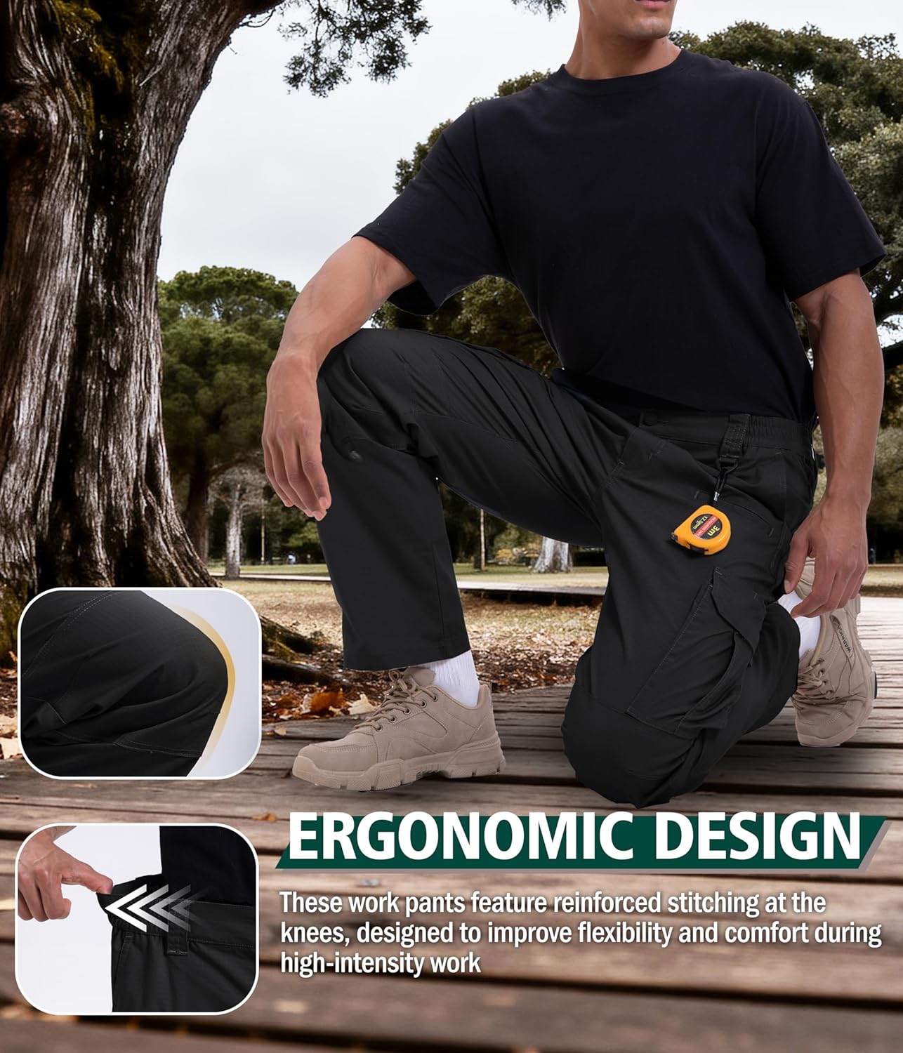 NATUVENIX Mens Work Pants Ripstop Tactical Pants for Men Lightweight Hiking Pants Men Water Resistant Cargo Pants Military - Image 4
