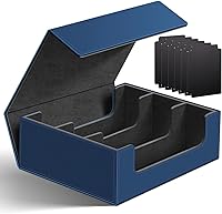 Vista 8 de Homthy Funda de cuero con cierre magnético para tarjetas de intercambio, caja de almacenamiento de tarjetas mágicas para MTG TCG y tarjetas Rojo