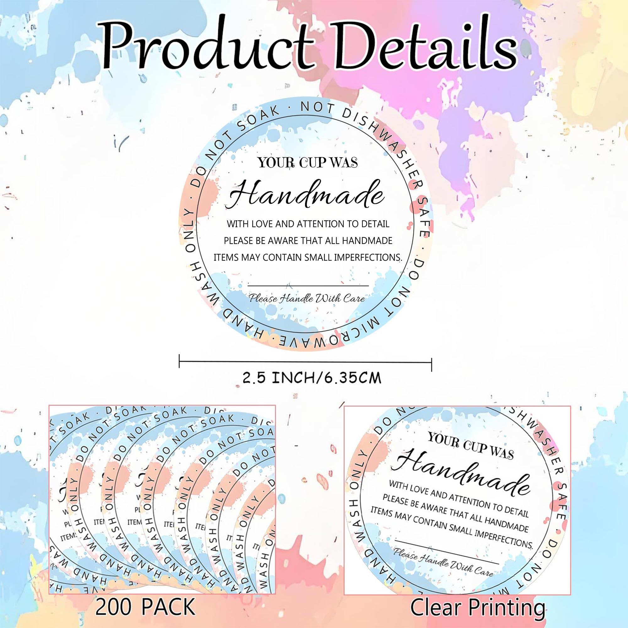 200Pack Cup Care Instructions Cards - 2.5 Inch Tumbler Cleaning Cards - Business Mug Customer Directions Reminder Insert - Image 2