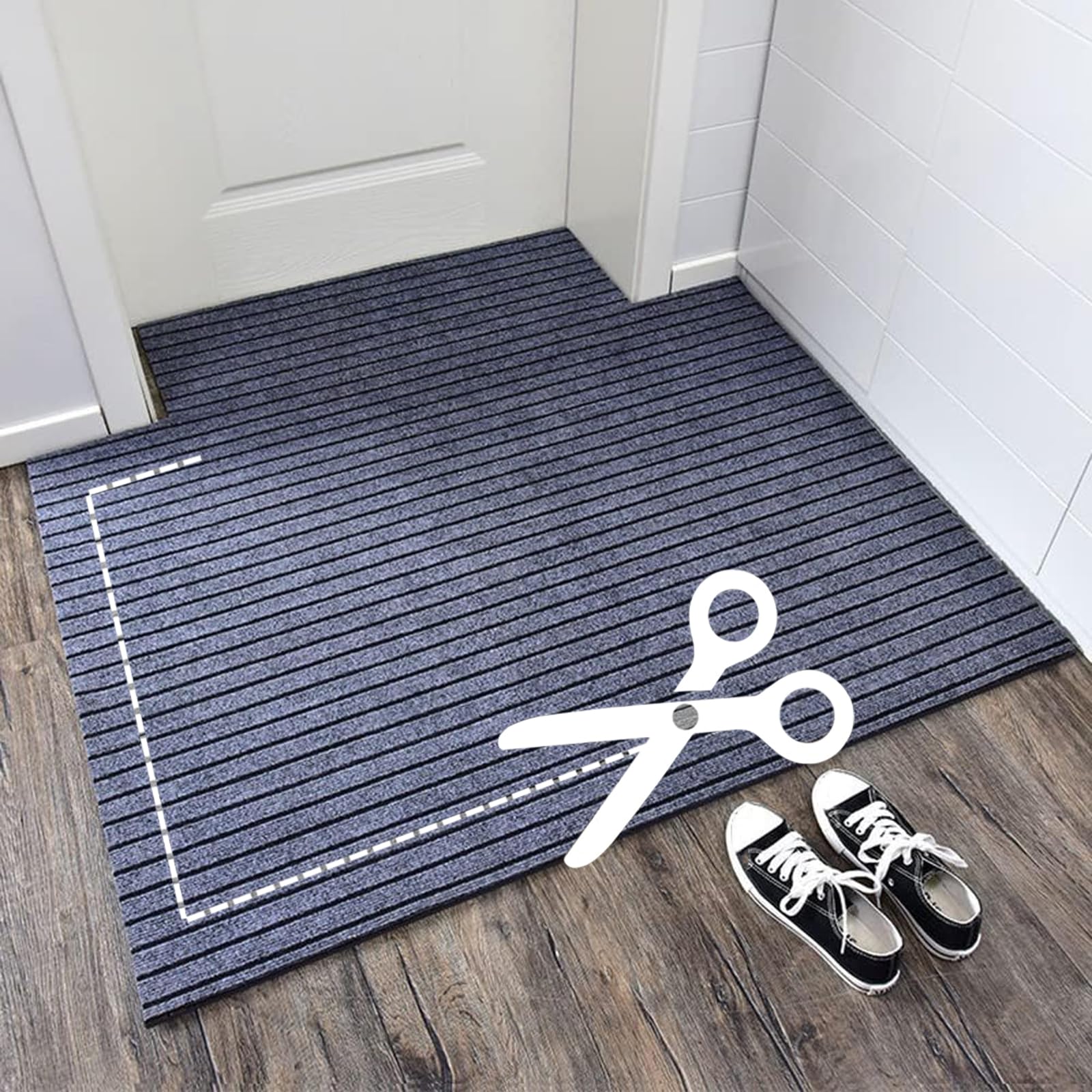 Teppich Innen Zuschneidbar Fußmatte Für Den Außenbereich rutschfest Schmutzfangmatte Küchenläufer​ Pflegeleicht Grey,130x240cm