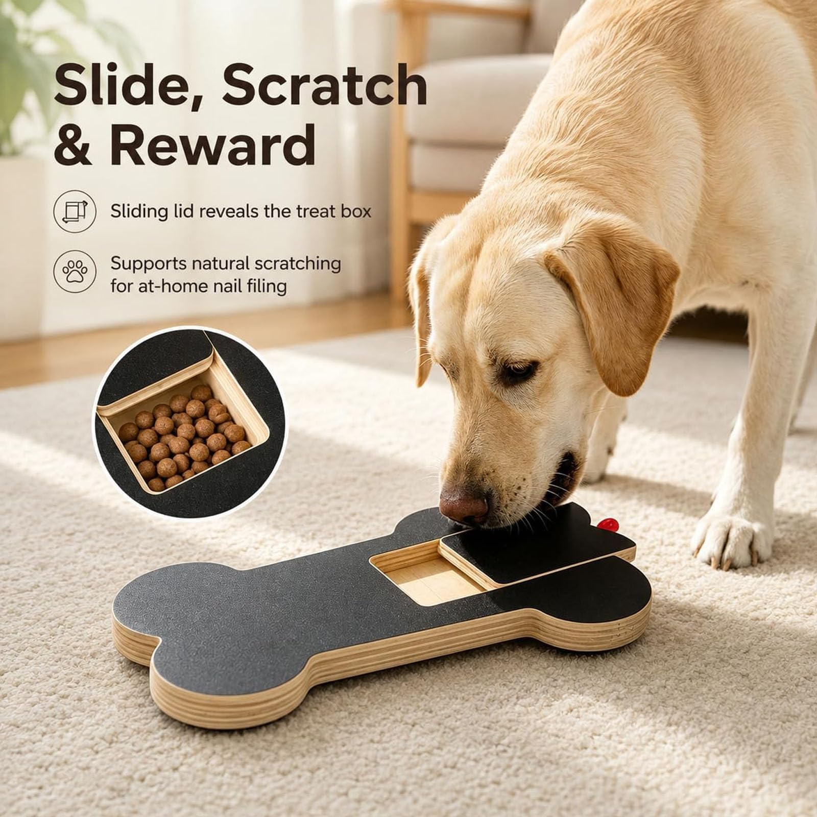 Tablero de rasguño de uñas de Perro de Madera en Forma de Hueso (2pcs)