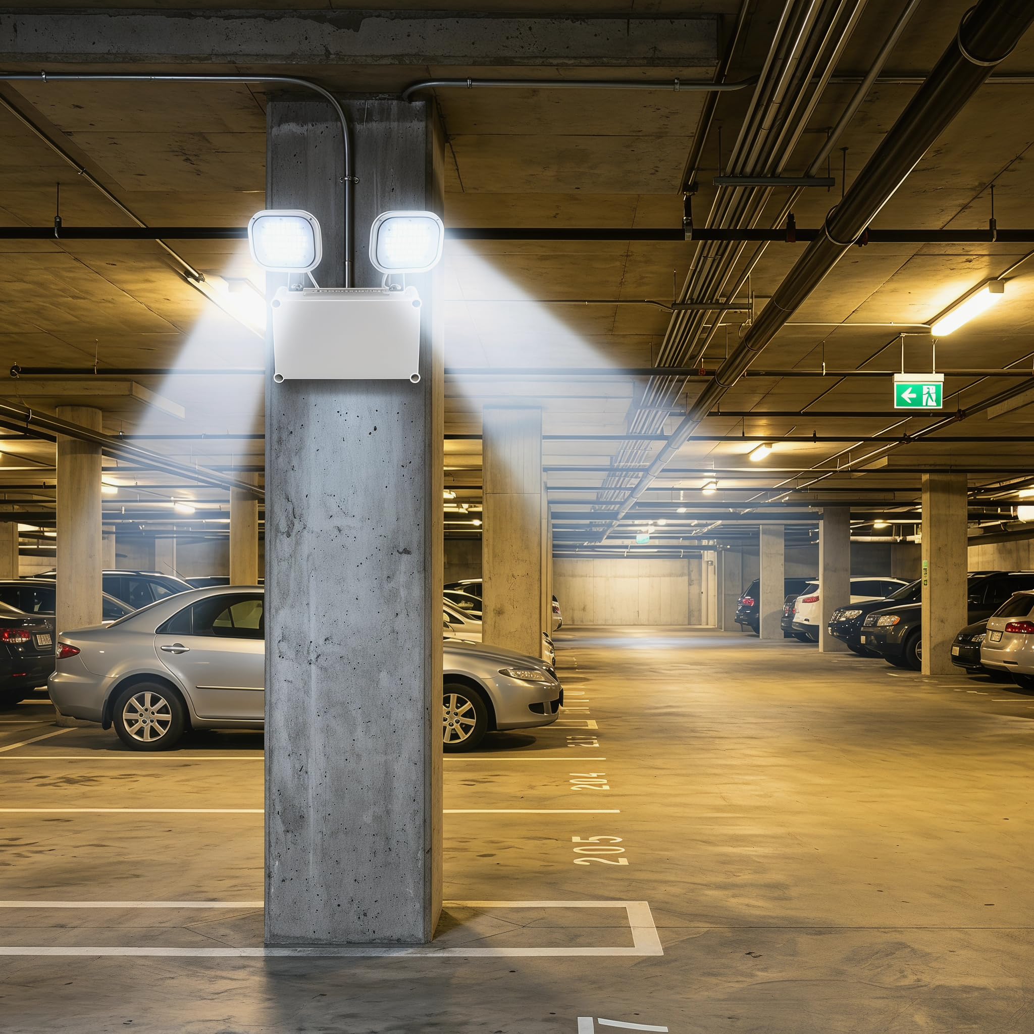 BARCELONA LED Luz de Emergencia LED Industrial 12W (2x6W) IP65 Impermeable – 600 lm – Batería 6V 4500mAh – Autonomía 3h, Activación Automática, Iluminación de Seguridad para Naves, Parkings y Salidas
