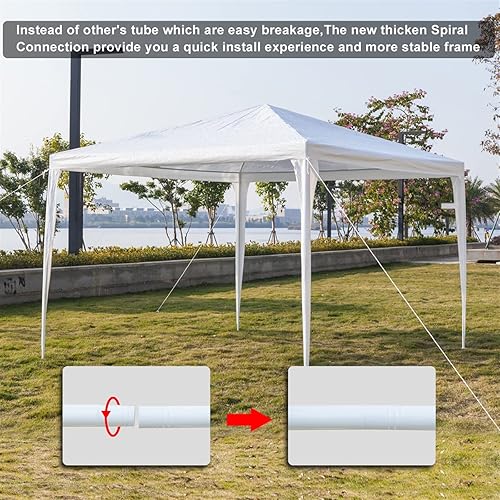 Miniatura 6 de VERYKE Gazebo blanco de 10 x 10 pies para exteriores, patio, fiesta, boda, tienda de campaña impermeable con 3 paredes laterales extraíbles, tubos