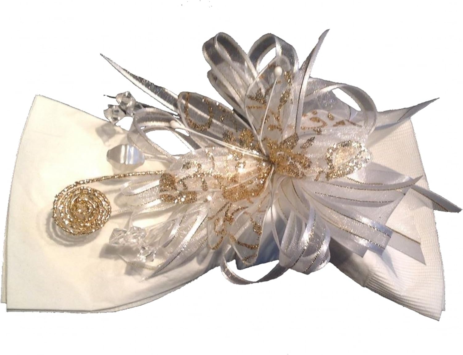 4 Elegant Stunning Reusable White Gold Satin and Organza