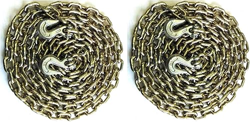 Miniatura 1 de Remolque de remolque de cadena de transporte de grado 70 de 12 pulgada con ganchos de agarre, 20 pies, WLL-11,300 libras, paquete de 2