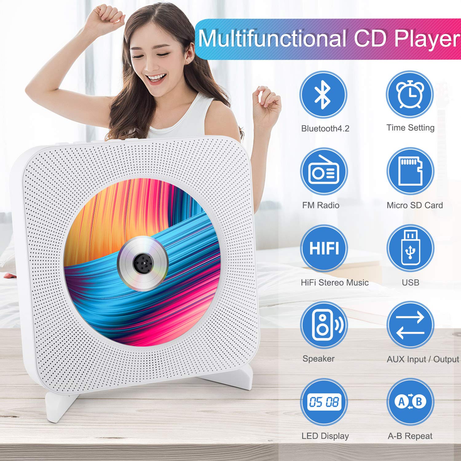 Buy CD Player Portable wowatt CD Music Player Home Wall Mountable CD