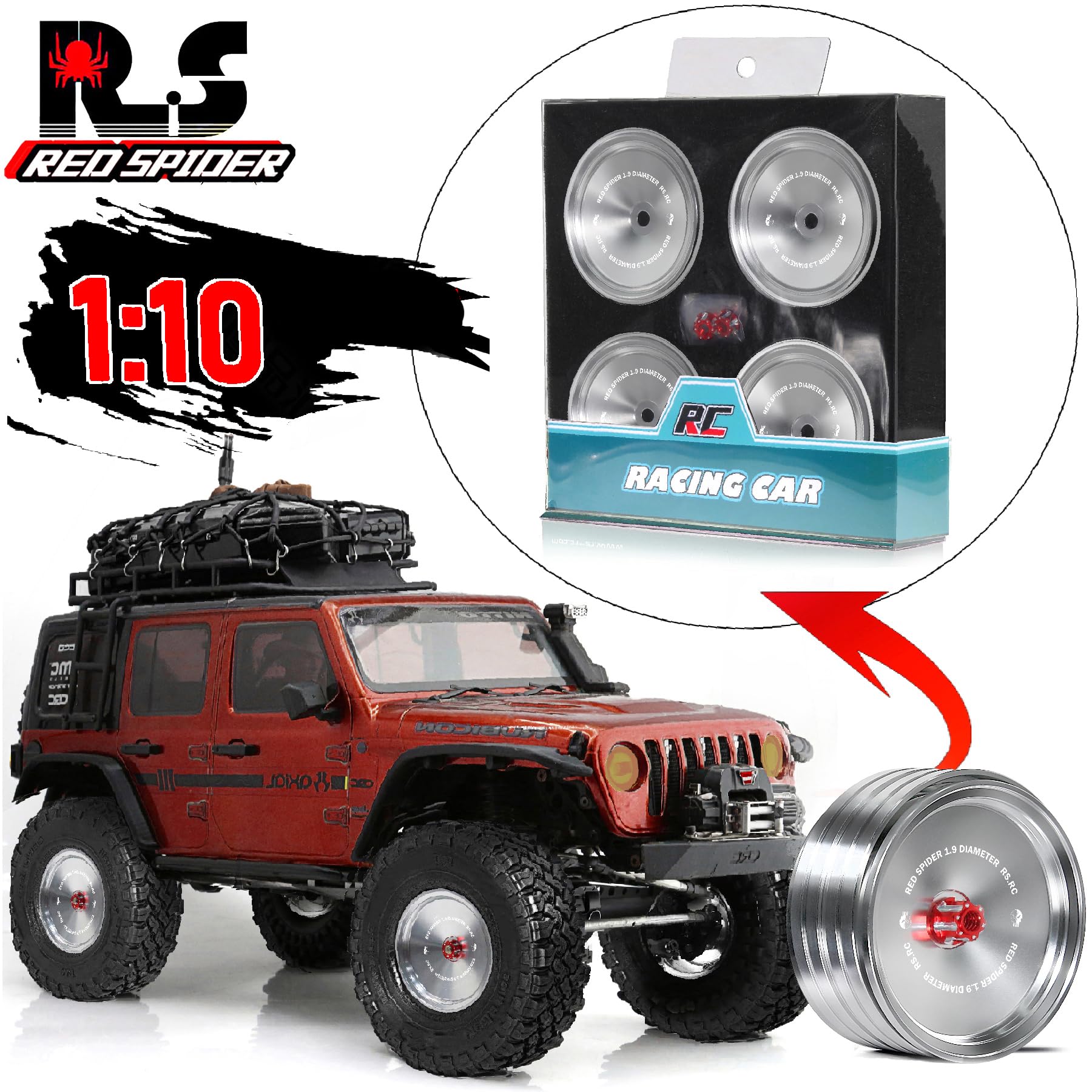 Rccrawler Rims Lightweight Windbreaker REDSPIDER 1.9 Beadlock Wheels 4-Pack - Aluminum ...