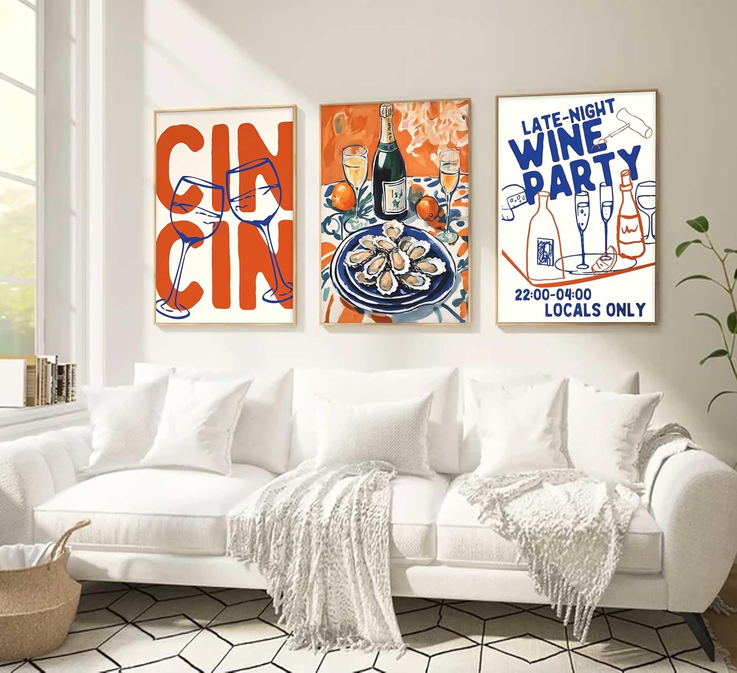 3 Pcs Retro Maximalist Kitchen Canvas Wall Art Vintage Wine Food Funny Trendy Cin Cin Cheers Bar Cart Painting Picture Wall Decor Poster Print Artwork for Living Room Dining room Unframed - Image 5