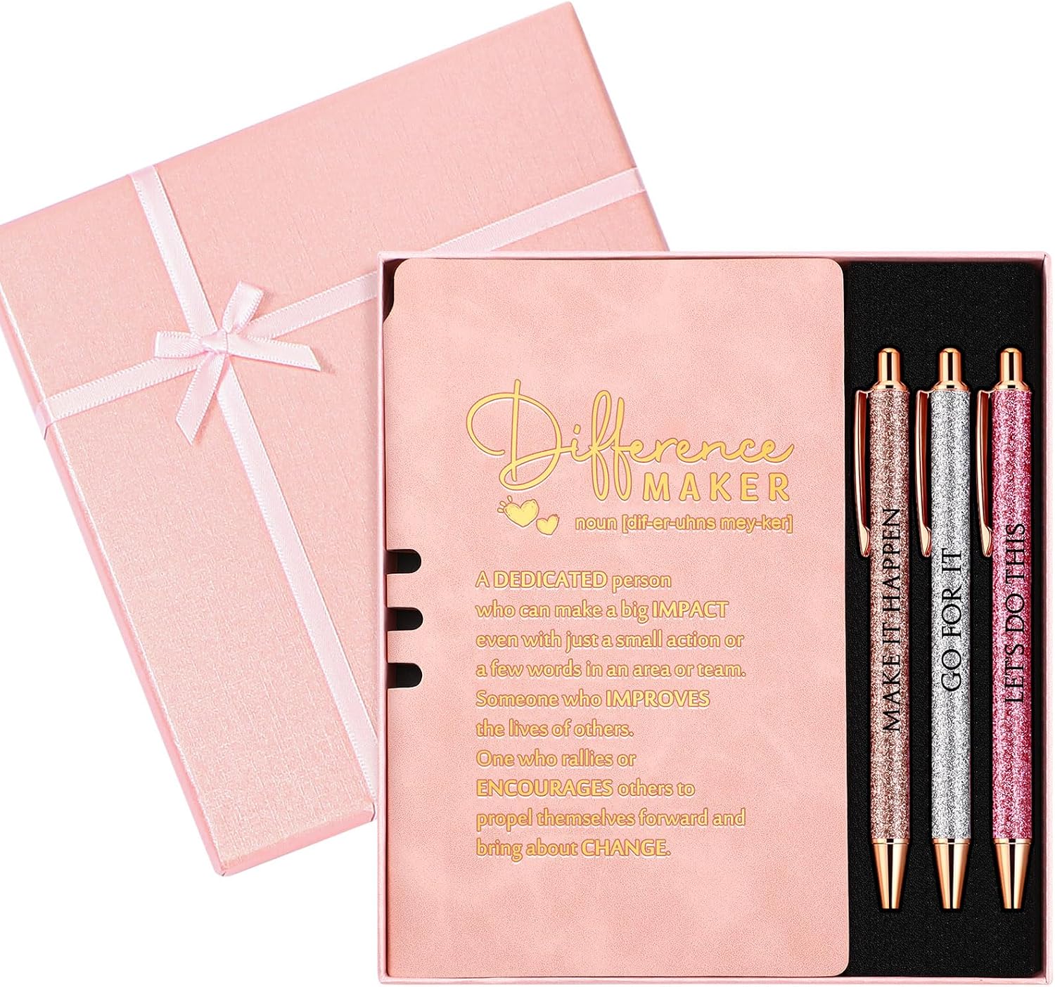 Thenshop 5 Pcs Cna Week Gifts 2026 Nurse Appreciation Gift Difference Maker Journal with Pen Leather Notebook 3 Ballpoint Pens Box Thank You Gift for Employee Coworker Teacher Volunteer(Purple)