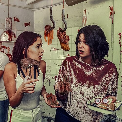 Miniatura 7 de XONOR Partes de cuerpo rotas para Halloween con manos cortadas y ensangrentadas para casa encantada, decoración de fiesta de zombis de Halloween (11
