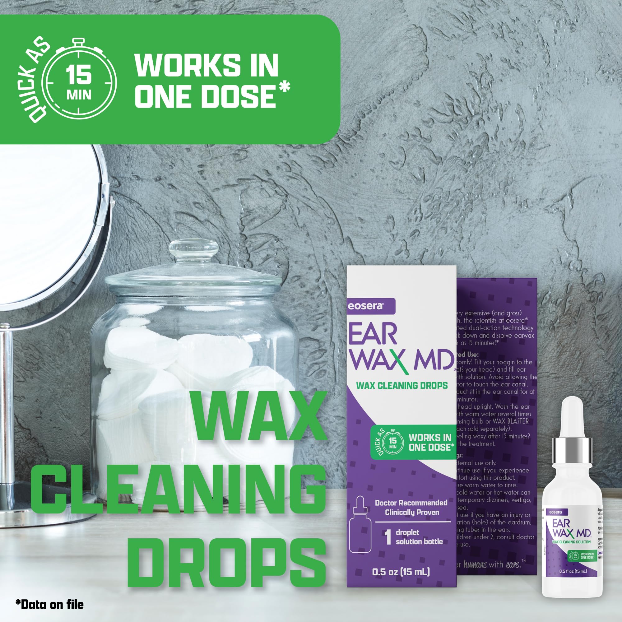 Eosera EARWAX MD Kit Pulizia Orecchie – Siringa E Gocce 0.5 Oz – Rimuove Il Cerume In Modo Sicuro E Senza Dolore