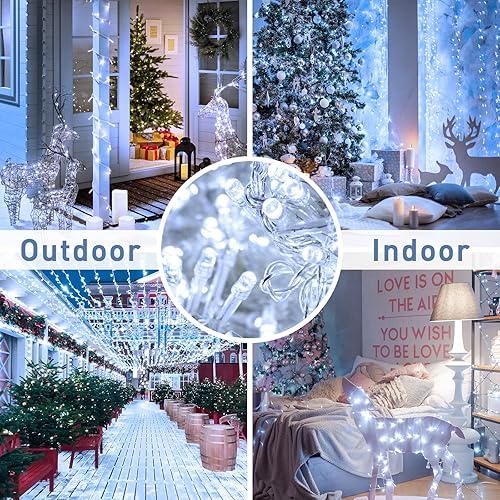 Miniatura 104 de JMEXSUSS Guirnalda de luces LED de 168 pies, 600 luces LED para el día de San Valentín, luces rojas de Navidad con alambre transparente, 8 modos