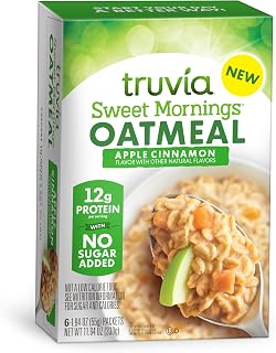 Truvia® Sweet Mornings™ Apple Cinnamon Instant Rolled Oat Oatmeal Packets, 12 G Protein, No Sugar Added (6 packets)