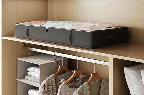 Miniatura 25 de Paquete de 2 contenedores de almacenamiento debajo de la cama, 4.5 pulgadas de alto perfil bajo debajo de la cama, organizador de almacenamiento