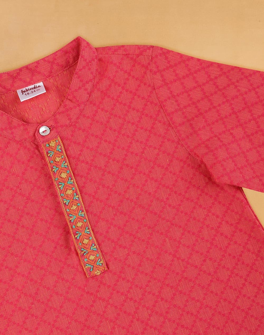 Fabindia Różowy bawełniany zgredek 2 szt. zestaw kurta