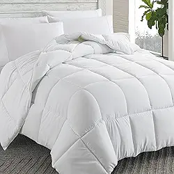 Cosybay Edredom alternativo de plumas (branco, King) - Edredom de cama king size acolchoado macio para todas as estações - enchimento de edredom com abas de canto - inverno verão quente fofo, 259 x